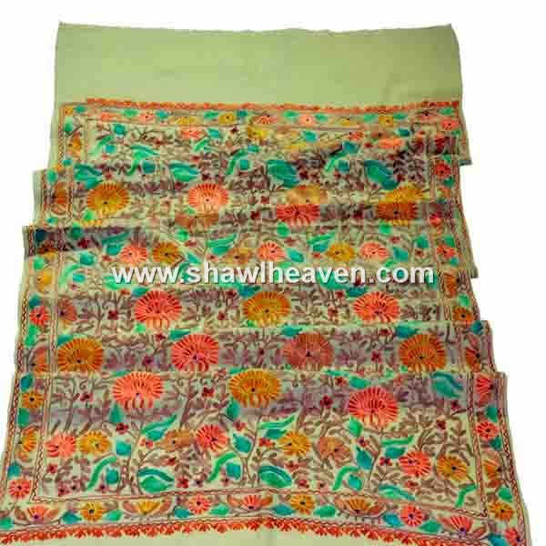 Heavy aari crochet hook embroidery shawl in beautiful paisley pattern